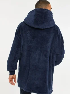 Bleu marine - Threadbare Borg Oversized Loungewear Sweat-shirt à capuche