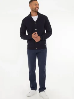 Bleu marine - Threadbare Châle Col tricoté Cardigan