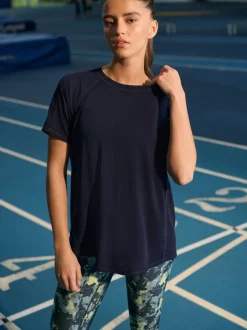 Bleu marine - T-shirt Active à manches courtes à col rond