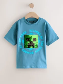 Bleu marine - T-shirt Minecraft à sequins (3-16ans)