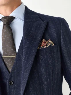 Bleu marine - Veste de Costume habillé à rayures en laine Blend
