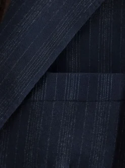 Bleu marine - Veste de Costume habillé à rayures en laine Blend