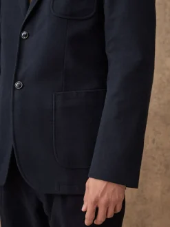 Bleu marine - Veste de costume en coton coupe décontractée