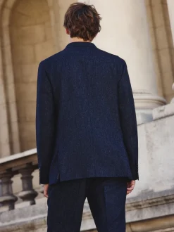 Bleu marine - Veste de costume habillé Abraham Moon en 100% laine britannique Donegal