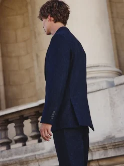 Bleu marine - Veste de costume habillé Abraham Moon en 100% laine britannique Donegal