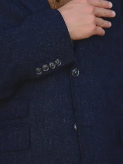 Bleu marine - Veste de costume habillé Abraham Moon en 100% laine britannique Donegal