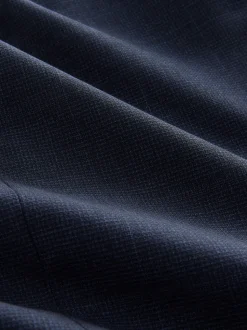 Bleu marine - Veste de costume à carreaux 100% laine italienne Marzotto coupe ajustée