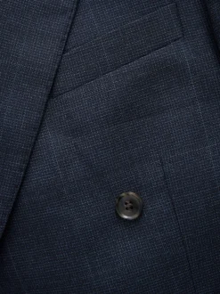 Bleu marine - Veste de costume à carreaux Signature Marzotto 100% en laine italienne à double boutonnage
