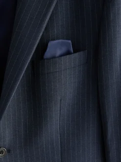 Bleu marine - Veste de costume extensible à rayures ajustée aux muscles Motionflex