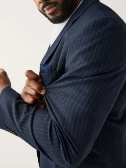 Bleu marine - Veste de costume extensible à rayures ajustée aux muscles Motionflex