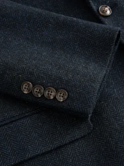 Bleu marine - Veste de costume Coupe ajustée en laine à chevrons