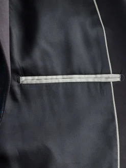 Bleu marine - Veste de costume coupe ajustée à motif jacquard