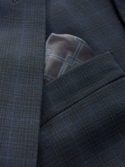 Bleu marine - Veste de costume slim à carreaux