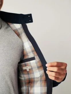 Bleu marine - Veste Harrington à doublure Imperméable À carreaux
