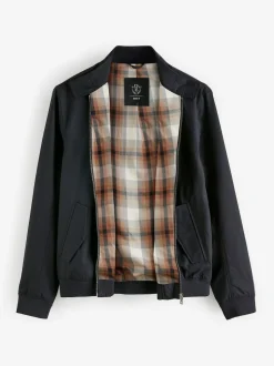 Bleu marine - Veste Harrington à doublure Imperméable À carreaux