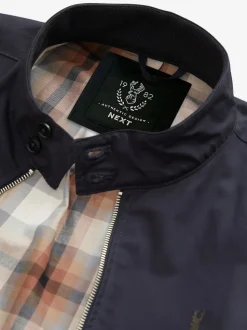 Bleu marine - Veste Harrington à doublure Imperméable À carreaux