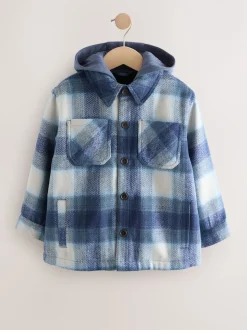 Bleu marine - Veste-chemise à carreaux à capuche doublée Borg (3-16ans)