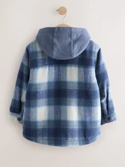 Bleu marine - Veste-chemise à carreaux à capuche doublée Borg (3-16ans)