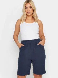 Bleu marine - Yours Curve Cool 100% Cotton Shorts