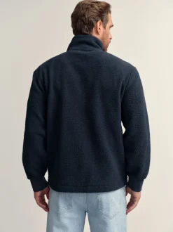 Bleu marine - Zippé sur toute la longueur - Polaire en peau de mouton