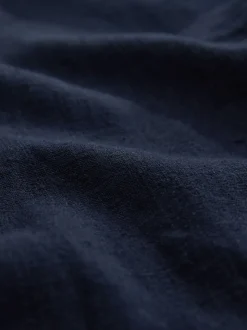 Bleu marine avec bascules écrues - Robe courte à col marin en lin