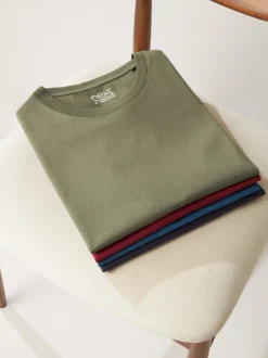 Bleu marine/ Bleu sarcelle/ Blanc/ Noir/ Vert/ bordeaux - Ajustement régulier - Lot de t-shirts essentiels en coton 6
