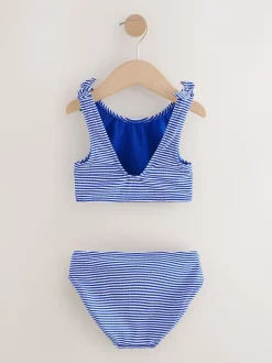 Bleu marine cerise à rayures effet froissé - Bikini (3-16ans)