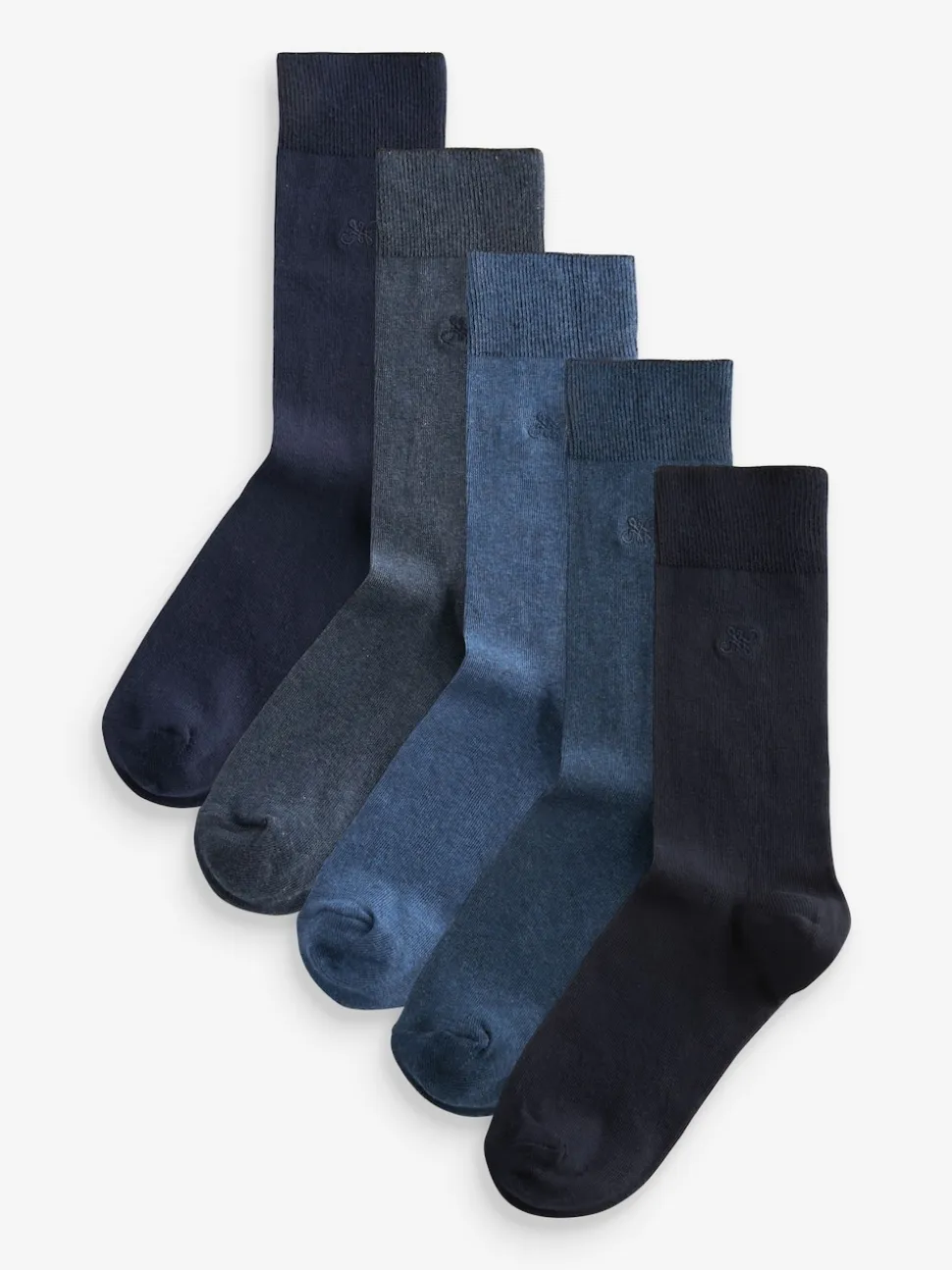 Bleu marine chiné - Lot de 5 - Chaussettes fraîches brodées durables