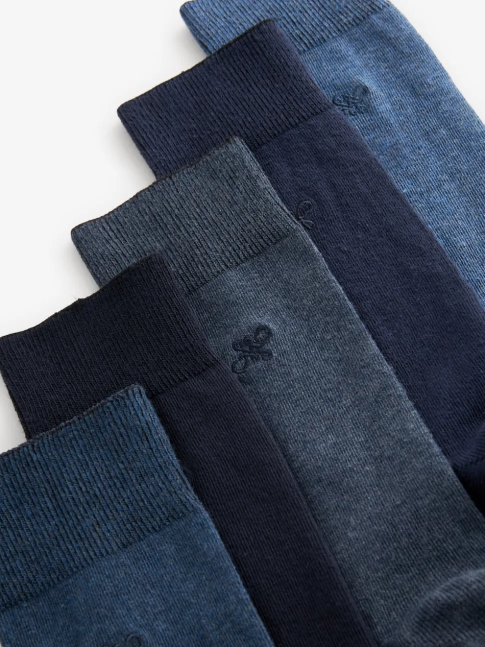 Bleu marine chiné - Lot de 5 - Chaussettes fraîches brodées durables