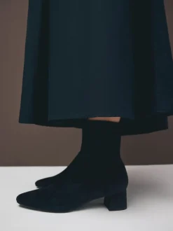 Bleu marine en daim - Bottines Motionflex à talon bloc