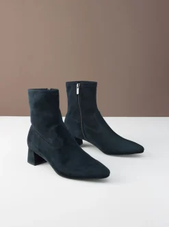 Bleu marine en daim - Bottines Motionflex à talon bloc