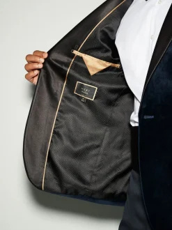 Bleu marine foncé - Ajustement régulier - Blazer en velours