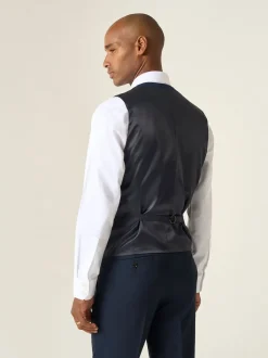 Bleu marine foncé - Modèle droit - Skopes Harcourt Single Breasted Coupe sur mesure Suit Gilet