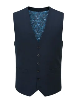 Bleu marine foncé - Modèle droit - Skopes Harcourt Single Breasted Coupe sur mesure Suit Gilet