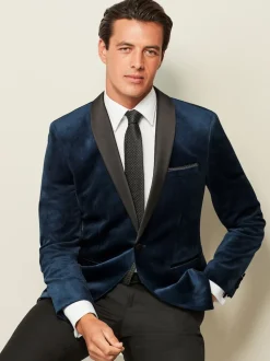 Bleu marine foncé - Slim Fit (Slim Fit) - Blazer en velours