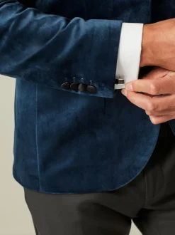 Bleu marine foncé - Slim Fit (Slim Fit) - Blazer en velours