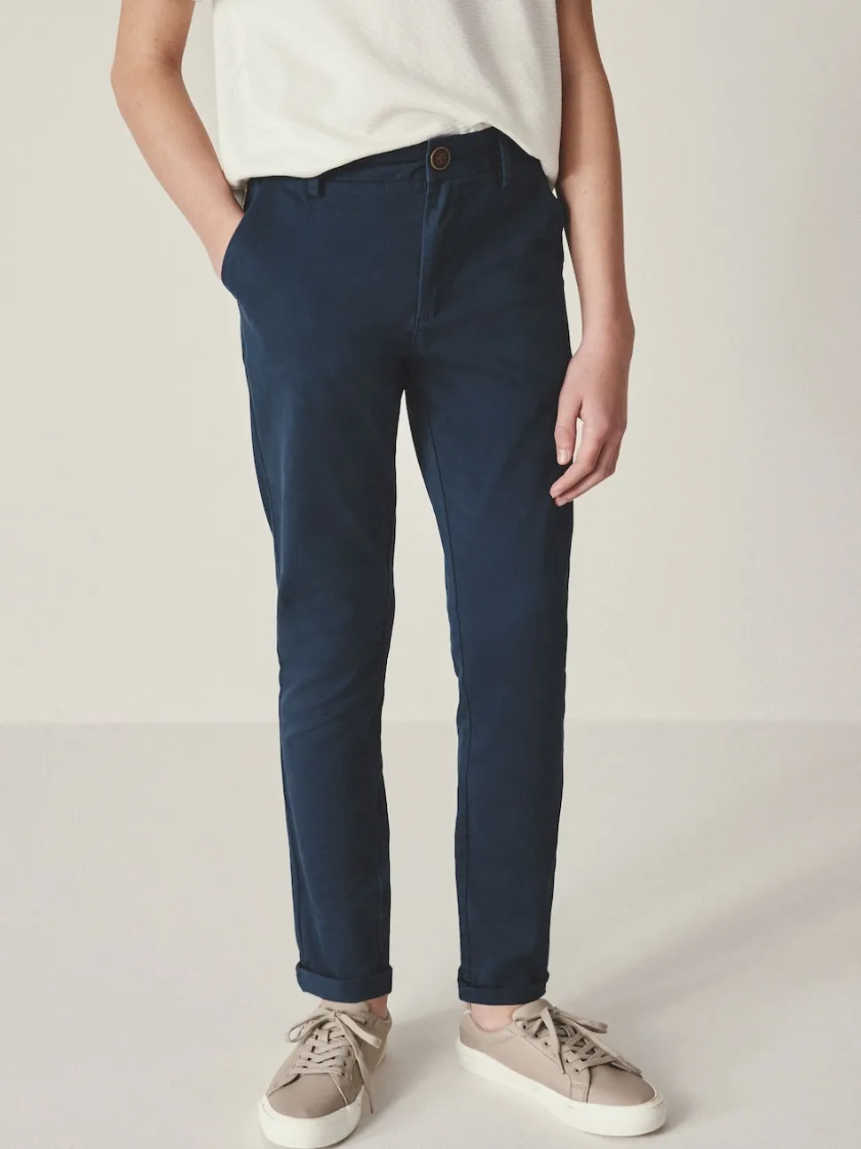 Bleu marine français - Pantalon chino extensible (3-17ans)