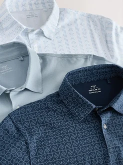 Bleu marine géométrique - Polo en jersey Manches courtes 3 Pack