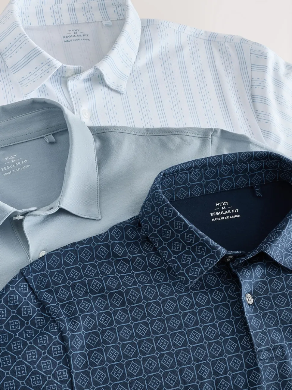 Bleu marine géométrique - Polo en jersey Manches courtes 3 Pack