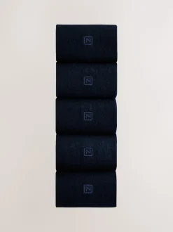 Bleu marine logo - Lot de 5 - Chaussettes fraîches brodées durables