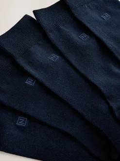 Bleu marine logo - Lot de 5 - Chaussettes fraîches brodées durables