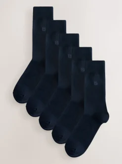 Bleu marine logo - Lot de 5 - Chaussettes fraîches brodées durables