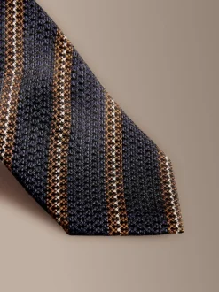 Bleu marine/ marron - Signature Silk Tie