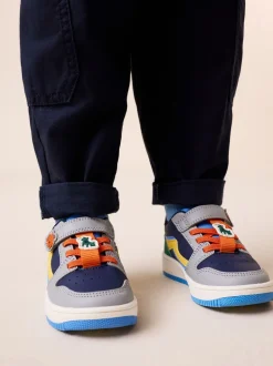 Bleu marine motif chiens - Baskets à lacets élastiques à fermeture tactile