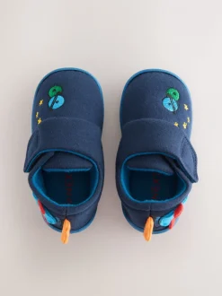 Bleu marine motif fusée - Chaussons Cupsole doublés chauds