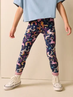 Bleu marine motif licorne - Leggings (3-16ans)