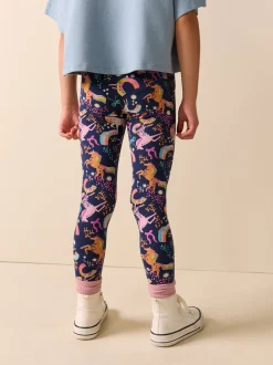Bleu marine motif licorne - Leggings (3-16ans)