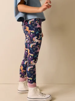 Bleu marine motif licorne - Leggings (3-16ans)