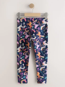 Bleu marine motif licorne - Leggings (3-16ans)