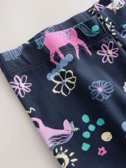 Bleu marine motif licorne - Leggings évasés (3-16ans)